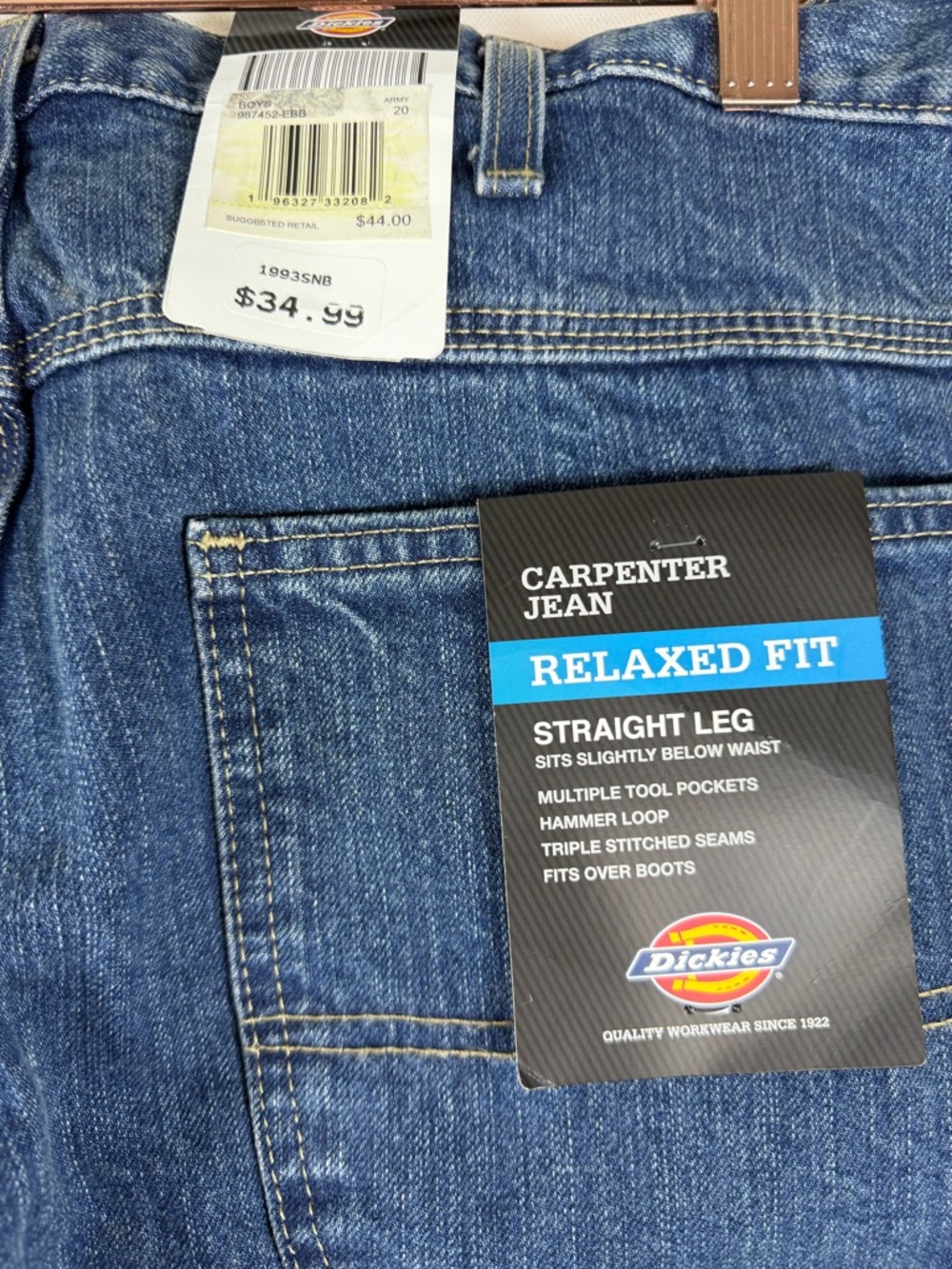 DICKIES RELAXED FIT CARPENTER JEANS - Blue - 32x30 - Picture 5 of 8